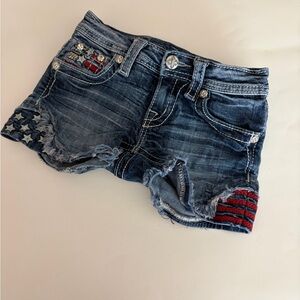 Miss Me  Girls Embellished Stars Stripes Jean Shorts Girl Size 8